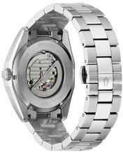 Load image into Gallery viewer, Silver Bulova watch with open back design on a white background