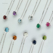Load image into Gallery viewer, Bezel Set Birthstone Necklace in White Gold