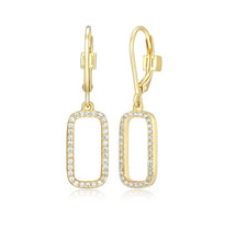 Load image into Gallery viewer, Allure Gold Plated Open Rectangle Dangle Earrings Fifth Avenue Jewellers