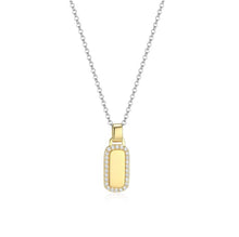 Load image into Gallery viewer, Allure Two-tone Halo ID Tag Necklace Fifth Avenue Jewellers