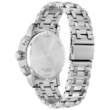 Load image into Gallery viewer, Silver Citizen watch with a detailed metal band on a white background