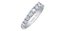Load image into Gallery viewer, White gold ring with diamonds on a white background