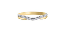 Load image into Gallery viewer, Gold and white gold ring with diamond accents on a white background
