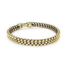 Load image into Gallery viewer, Gold bracelet with black accents on a white background