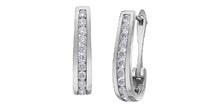 Load image into Gallery viewer, White Gold Channel Set Diamond J Hoops 1.00ct Fifth Avenue Jewellers