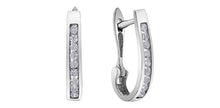 Load image into Gallery viewer, White Gold Channel Set Diamond J Hoops .25ct Fifth Avenue Jewellers