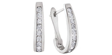 Load image into Gallery viewer, White Gold Channel Set Diamond J Hoops .50ct Fifth Avenue Jewellers