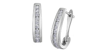 Load image into Gallery viewer, White Gold Channel Set Diamond J Hoops .75ct Fifth Avenue Jewellers