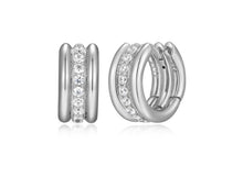 Load image into Gallery viewer, Goddess Three Row CZ Huggie Earrings Fifth Avenue Jewellers