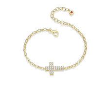 Load image into Gallery viewer, Humanity Gold Plated Sideways Cross Bracelet Fifth Avenue Jewellers