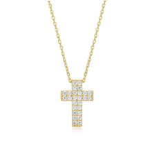 Load image into Gallery viewer, Humanity Sparkling Gold Plated Cross Necklace Fifth Avenue Jewellers