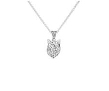 Load image into Gallery viewer, Silver cougar head pendant on a white background
