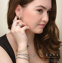 Load image into Gallery viewer, Pave Three Row Diamond Hoops worn with collection