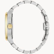Load image into Gallery viewer, Close-up of a watch with a silver and gold band on a white background