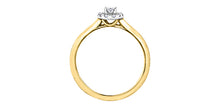 Load image into Gallery viewer, Gold ring with a diamond on a white background profile view