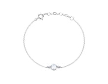 Load image into Gallery viewer, Silver bracelet with a small round CZ pendant on a white background