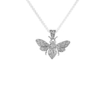 Load image into Gallery viewer, Silver bee pendant on a white background