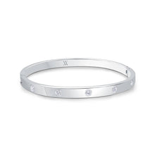 Load image into Gallery viewer, Silver bracelet with six CZ on a white background