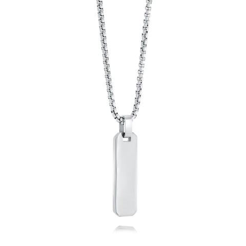 Small Rectangle Dog Tag Necklace in Stainless Steel Fifth Avenue Jewellers
