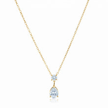 Load image into Gallery viewer, Gold plated sparkling CZ pear drop necklace