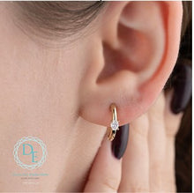 Load image into Gallery viewer, Oval Diamond Huggie Earrings