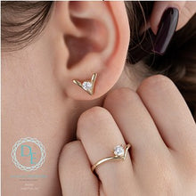 Load image into Gallery viewer, Diamond Set Chevron Stud Earrings