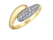 Load image into Gallery viewer, Gold ring with embedded diamonds on a white background