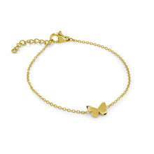 Load image into Gallery viewer, Gold butterfly bracelet on a white background