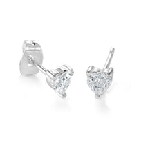 Load image into Gallery viewer, White CZ Heart Stud Earrings Fifth Avenue Jewellers Kamloops BC