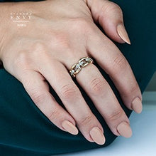 Load image into Gallery viewer, Chain Link Diamond Accented Ring Worn