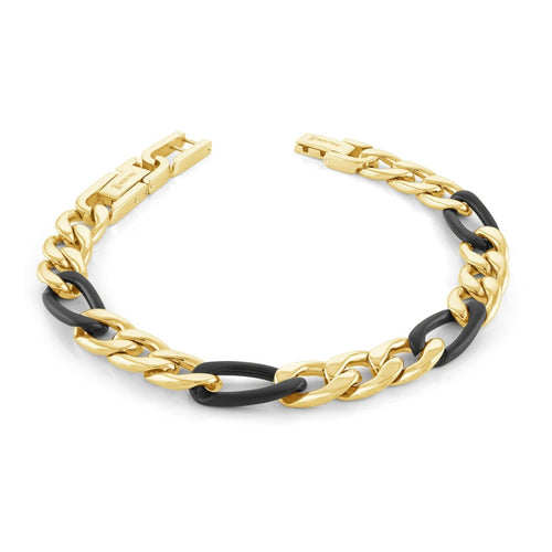 Black & Gold Figaro Link Bracelet - Fifth Avenue Jewellers