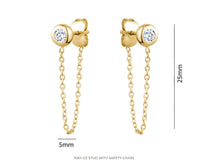 Load image into Gallery viewer, CZ Stud Earrings With Safety Chain - Fifth Avenue Jewellers
