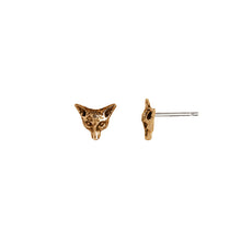 Load image into Gallery viewer, Bronze fox-shaped earrings on a white background