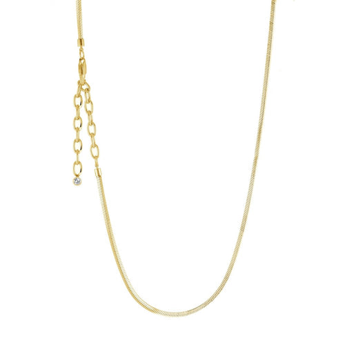 Gold Ion-plated Square Snake Chain Necklace - Fifth Avenue Jewellers
