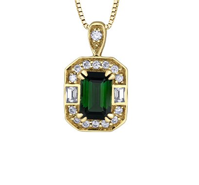 Green Tourmaline Art Deco Necklace - Fifth Avenue Jewellers