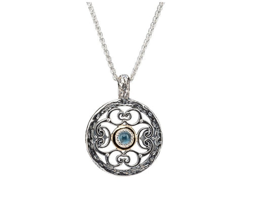Keith Jack Silver & Gold Whirlpool Pendant Necklace - Fifth Avenue Jewellers
