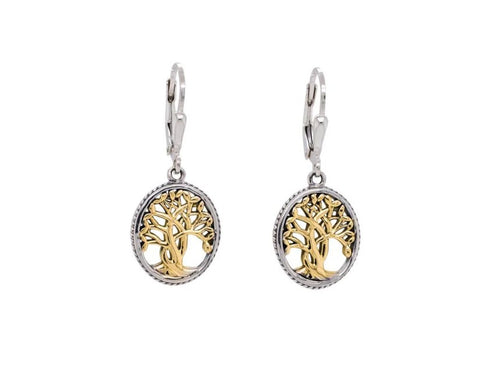 Keith Jack Small Silver & Gold Tree of Life Earrings - Fifth Avenue Jewellers