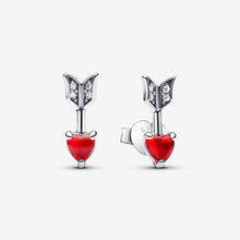 Load image into Gallery viewer, Pandora Arrow & Murano Glass Heart Stud Earrings - Fifth Avenue Jewellers