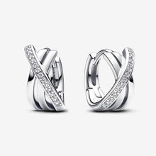 Load image into Gallery viewer, Pandora Crossover Pavé Hoop Earrings - Fifth Avenue Jewellers