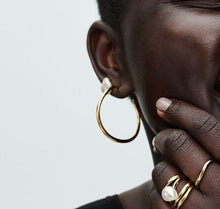 Load image into Gallery viewer, Pandora Essence Organically Shaped 42 mm Open Hoop Earrings Silver - Fifth Avenue Jewellers