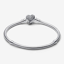 Load image into Gallery viewer, Pandora Heart Wings Clasp Snake Chain Bracelet - Fifth Avenue Jewellers