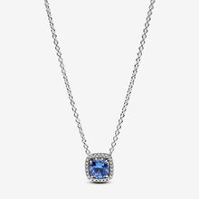 Load image into Gallery viewer, Pandora Sparkling Square Blue Halo Pendant Necklace - Fifth Avenue Jewellers