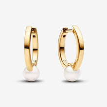 Load image into Gallery viewer, Pandora Treated Freshwater Cultured Pearl Hoop Earrings - Fifth Avenue Jewellers