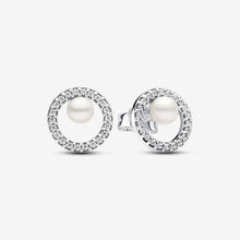 Load image into Gallery viewer, Pandora Treated Freshwater Cultured Pearl & Pavé Halo Stud Earrings - Fifth Avenue Jewellers