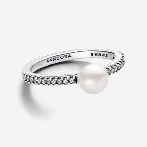 Pandora Treated Freshwater Cultured Pearl & Pavé Ring - Fifth Avenue Jewellers