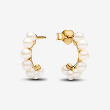 Load image into Gallery viewer, Pandora Treated Freshwater Cultured Pearls Open Hoop Earrings - Fifth Avenue Jewellers
