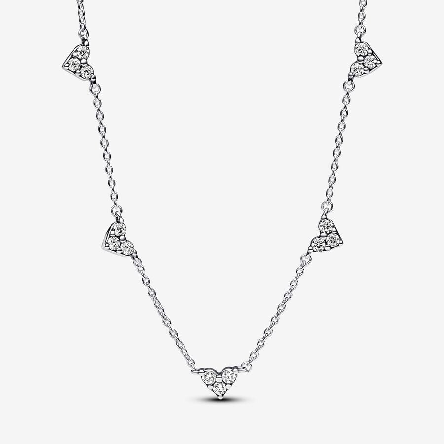 Pandora Triple Stone Heart Station Chain Necklace - Fifth Avenue Jewellers