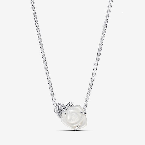 Pandora White Rose in Bloom Collier Necklace - Fifth Avenue Jewellers