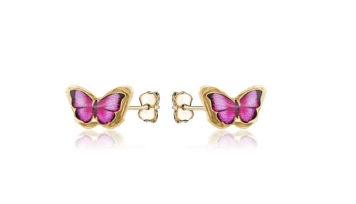 Pink Enamel Butterfly Stud Earrings - Fifth Avenue Jewellers