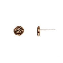 Load image into Gallery viewer, Bronze rose stud earrings